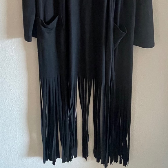 JODIFL Sweaters - Black fringe cardigan with pockets